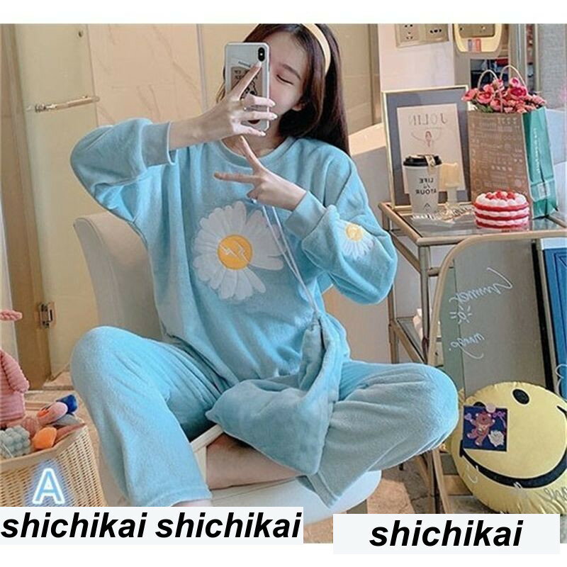 パジャマ ルームウェア レディース もこもこ 長袖 パジャマ フランネル プレゼント収納袋付き 暖かい 上下セット 可愛い 厚手部屋着 寝巻 ユニセックス ナイトウェア メンズ レディース 通年用 春 秋 冬 大きいサイズ LL