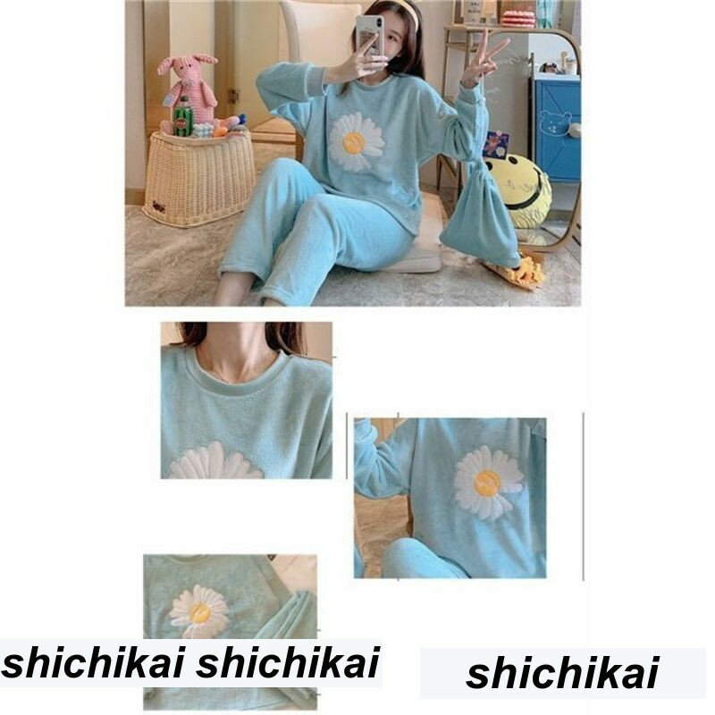 パジャマ ルームウェア レディース もこもこ 長袖 パジャマ フランネル プレゼント収納袋付き 暖かい 上下セット 可愛い 厚手部屋着 寝巻 ユニセックス ナイトウェア メンズ レディース 通年用 春 秋 冬 大きいサイズ LL