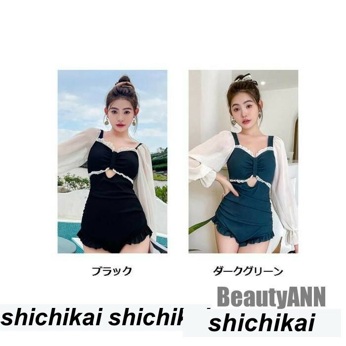 新生活 水着 レディース ワンピース 大きいサイズ オールインワン 体型カバー 20代 30代 40代 ママ水着 海 ビーチ 腹 速乾 通気 可愛い パフスリープ 温泉 プレゼント ギフト