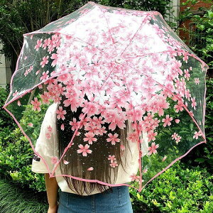 母の日 プレゼント 日傘 ビニール傘 レディース おしゃれ 雨傘 折りたたみ傘 レディース 桜 自動開閉 クリア 透明 3段折りたたみ傘 防水 かわいい 通勤 通学 4色 ホワイトデー