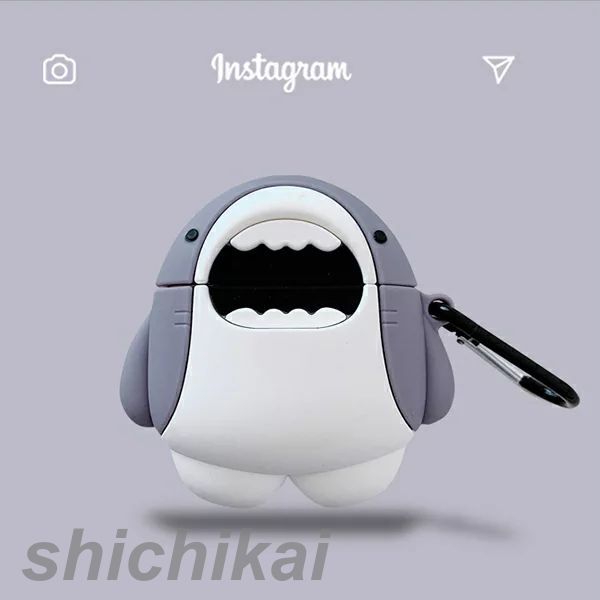 AirPods1/2専用 AirPodsPro/3専用 イヤホンケースのカバー シリコン 保護カバー サメ 耐久性 耐衝撃 ワイヤレス おしゃれ エアーポッズ用 本体保護用 おしゃれ かわいい ケース本体のカバー ホワイトデー