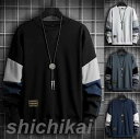 新入荷 長袖トレーナー メンズ 秋新作 トレーナー 長袖 切り替え スウェット トップス スポーツ スウェットパーカー 秋服 春服 薄手 新作 大きいサイズありTHOM WILLS