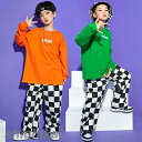 ロングスリーブTシャツ キッズトップス ロンティー 長袖 ロゴ 原色 キッズダンス衣装 ヒップホップ レッスン着 練習着 羽織り カジュアル ストリート ジュニア 個性派 派手 舞台 映える 発表会 コスチューム 文化祭