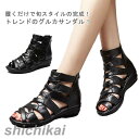 22.5-26.5cm グルカサンダル ブーツサンダル フラット オープントゥ レディース レザー調 コンフォート サマーブーツ ショートブーツ ぺたんこ 歩き...