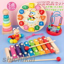 木製 知育おもちゃ毛虫 おもちゃ 子供 3D立体 おもちゃ 5PCS 音の出るおもちゃ 学習玩具 形合わせおもちゃ 音楽鉄琴 木製時計 ひもとおし ツイストワー...