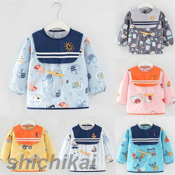 長袖 お食事エプロン 男の子 女の子 ベビー 保育園 子供 幼稚園 赤ちゃん 出産祝い 入園グッズ 入園準備 食事 ベビーエプロン キッズ 食べこぼし かわいい 食べこぼしガード 防水食事用 エプロン 可愛い 幼児 ベビー用品