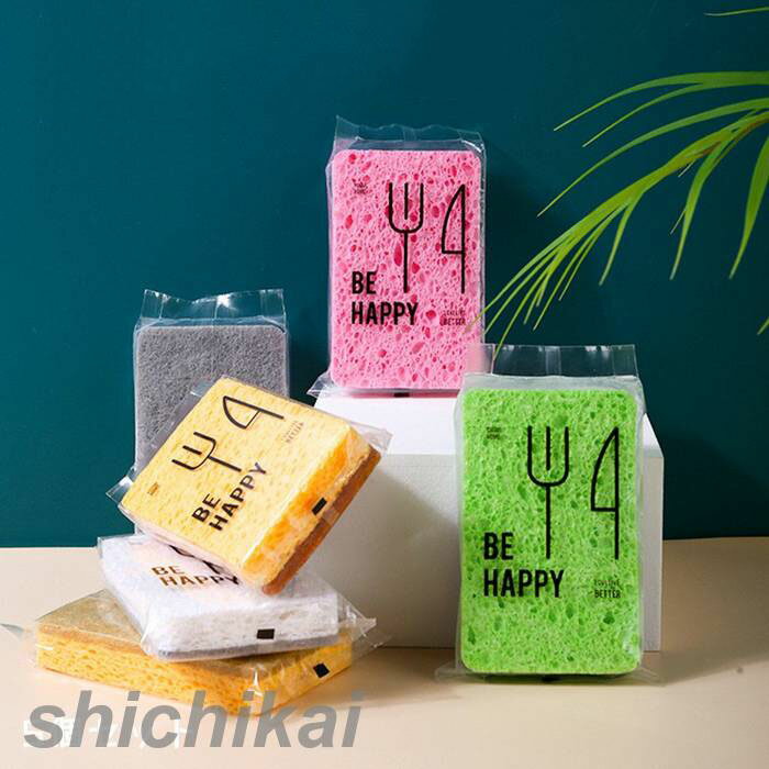 スポンジ 5個セット(全5色x各1個 )キッチンスポンジ モノトーン汚れ落とし 焦げ取り 油汚れとり 磨きやすい 掃除 道具 可愛い 女性 引っ越し祝い 食器 お風呂 かわいい おしゃれ