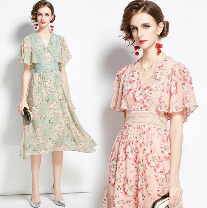 結婚式 ワンピース シフォン ワンピース 花柄 パーティードレス 結婚式 ワンピース パーティードレス ミモレ丈 大きいサイズ 結婚式 ワンピース パーティードレス ミモレ丈 入園式 二次会 謝恩会 同窓会 服装 発表会