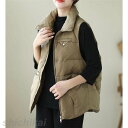 中綿ダウンベスト レディース ベスト 前開 ダウン 冬 アウター 防寒着 婦人服 暖かい 立て襟 ホワイトデー