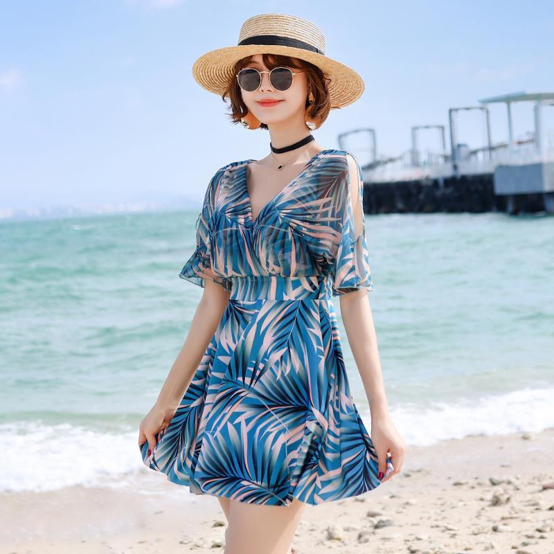 新生活 ボタニカル柄 女性用 大きいサイズ 水着 露出控えめ 体型カバー ママ 着痩せ オトナ女子 ワンピース ワイヤー入り 温泉水着 ビーチ プール ウエストカバー