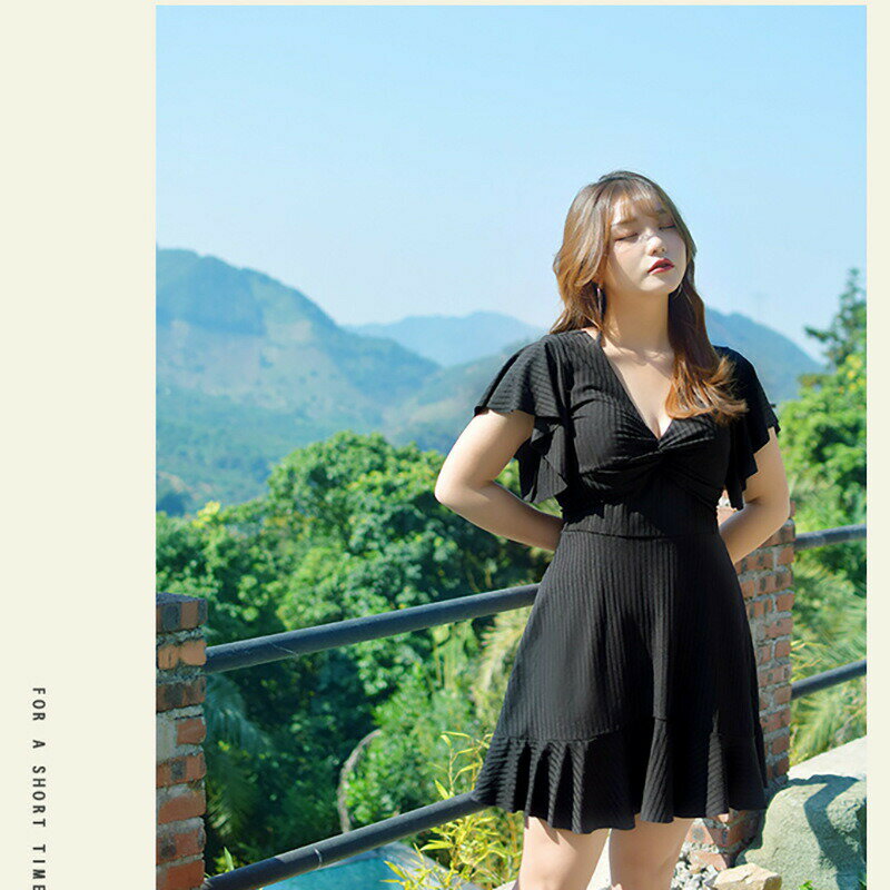 新生活 太った女の子 大きいサイズ 水着 お腹カバー 着痩せ スカートスタイル ボクサー コンサバ水着 ゆったり 水着 ブラック