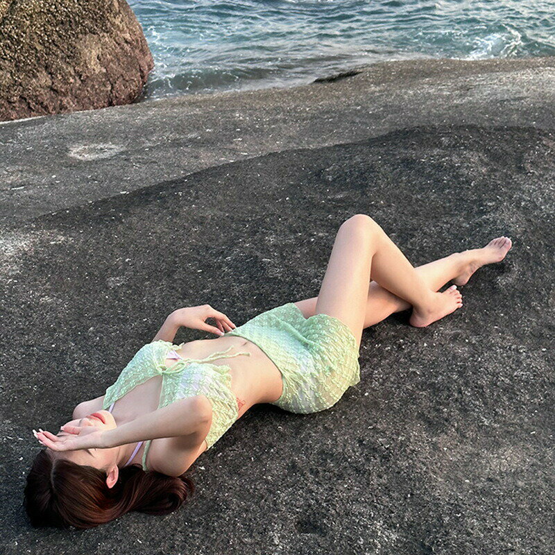 水着 レディース ツーピース 長袖 ラッシュガード タンキニ ジップアップ ボクサーパンツ カップ付き ノンワイヤー 速乾 高伸縮性 耐久性 カバーアップ 欧米風 スイムウェア マリンスポーツ エメラルドグリーン(x2)