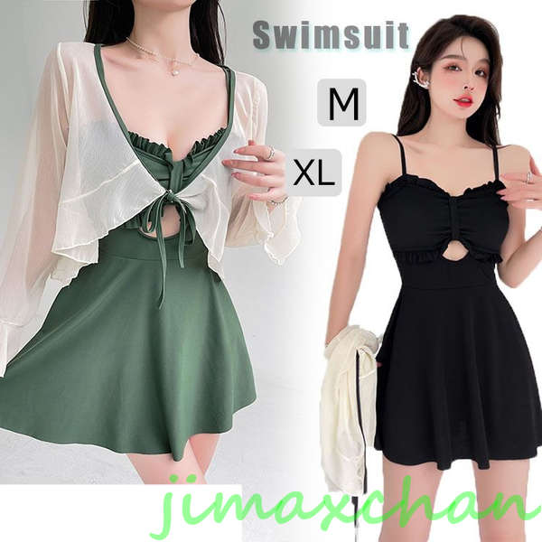 新生活 水着 韓国 高校生 可愛い レディース ラッシュガード付き ビキニ 水着 体型カバー 胸パッド付 オールインワン 日焼け対策 セットアップ フィットネス