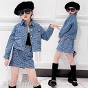 子供服 デニムセット 上下セット 女の子 スカートセット デニムジャケット+スカート ブルー 2点セット キッズ デニム セットアップ デニムジャケット ジージャン ユーズド風 子供 オシャレ 子供服 120 130 140 150 160 170 ホワイトデー プレゼント ギフト