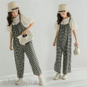 セットアップ サロペット 子供服 2点セット Tシャツ+サロペット チェック柄キッズ 女の子 韓国子供服 上下セット ワイドパンツ 半袖 Tシャツ シフォン ロングパンツ ロングパン 春夏 通学着 通園着 こども子供の日