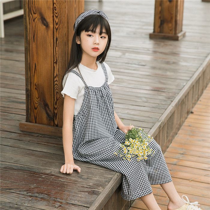 「スーパーSALE10%OFF」 子供服 セットアップ キッズ 女の子 2点セット 半袖 シャツ+サロペット カジュ..