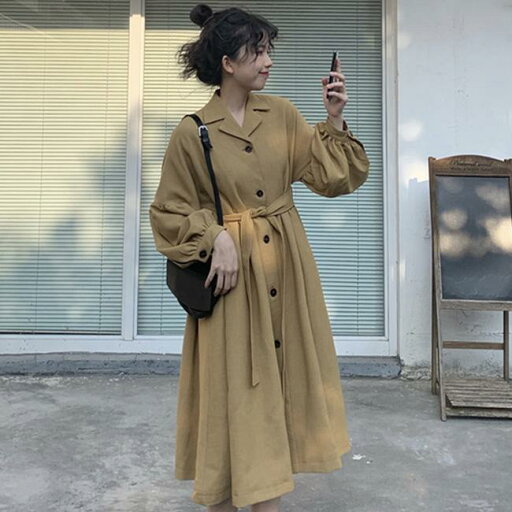 トレンチコート レディース 秋 ロングコート ロングワンピ 長袖 パフスリーブ コート 春 ワンピース マキシ丈 レトロ アウター ロング プレゼント トレンチコート レディース 秋 ロングコート ロングワンピ 長袖 パフスリーブ コート 春 ワンピース マキシ丈 レトロ アウター ロング プレゼント