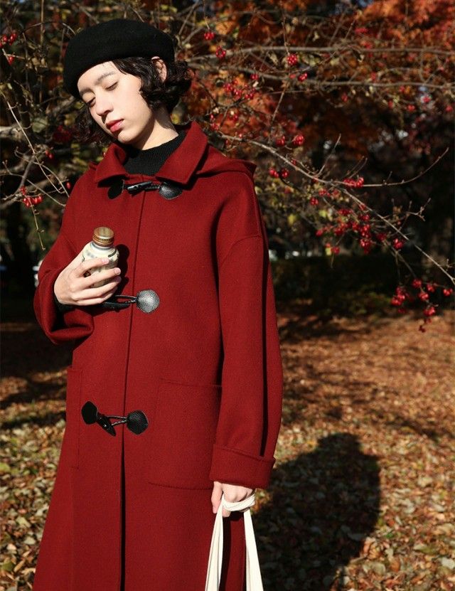 ダッフルコート レディース ロング 秋冬 コート 冬 アウター ロングコート ステンカラーコート 小さいサイズ 黒 赤 ロング丈 ゆったり シンプル カジュアル オーバーサイズ ビッグシルエット 韓国 20代 30代 40代 バレンタイン
