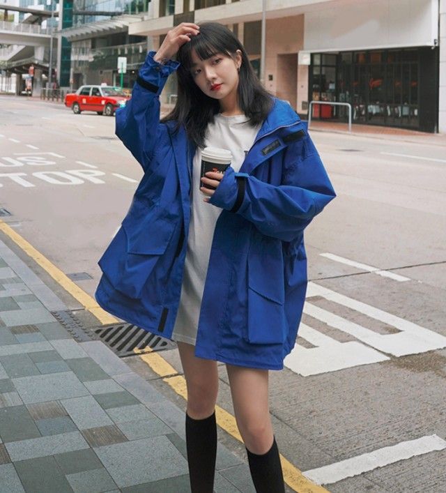 Rakuten - マウンテンパーカー アウター レディース 春秋 ジャンパー ブルゾン ジャケット 大きいサイズ フード 赤 春 秋 オーバーサイズ ゆったり ビッグシルエット ウエス