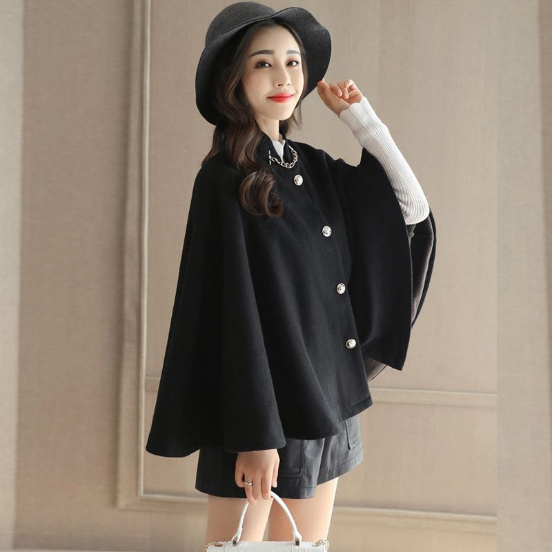 ポンチョコート コート レディース 冬 大きいサイズ 3L ポンチョ マント ケープ ショート丈 スタンドカラー レトロ アウター 黒 秋冬 冬新作 韓国 ファッション シンプル 大人可愛い バレンタイン 2023 プレゼント