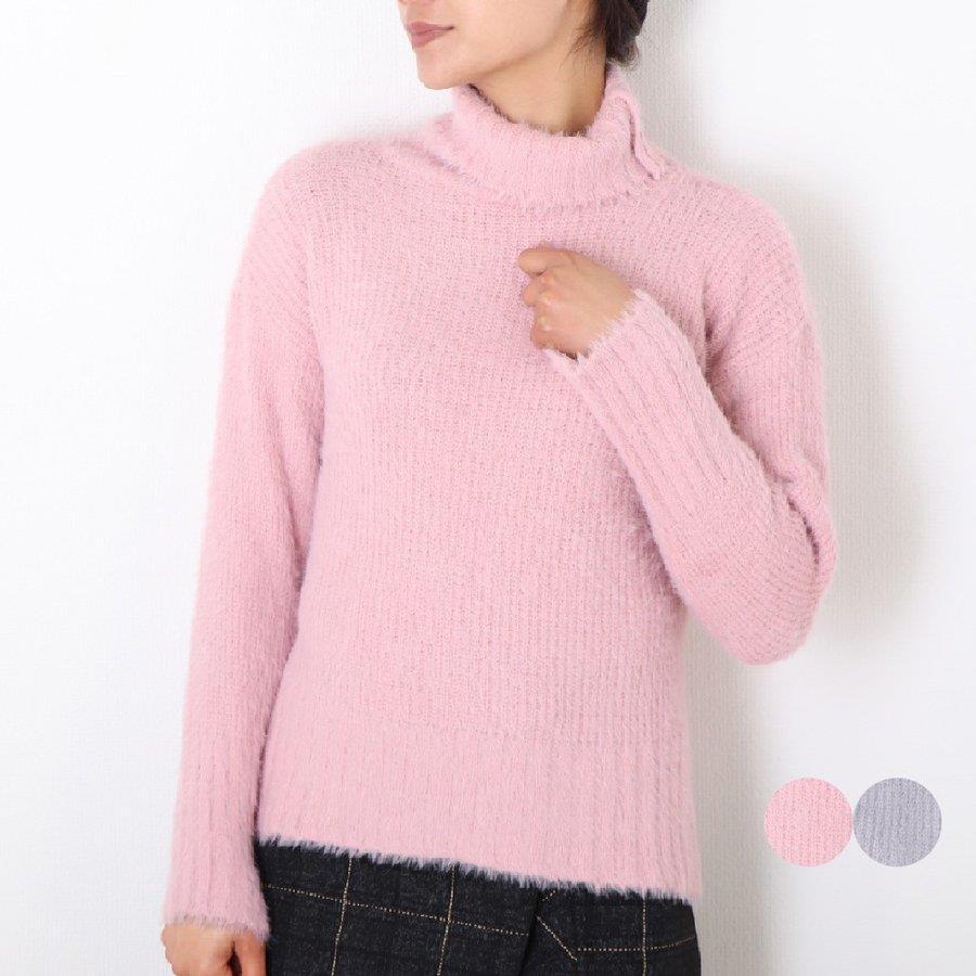 シャギーニット ハイネック ニットセーター スリット ニット レディース プルオーバー バレンタイン 2023 プレゼント