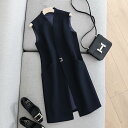 ロングベスト レディース ジレベスト オフィス ベスト 前開き ロングジレ チョッキ 通勤 羽織り 重ね着 レイヤード Vネック 薄手 バレンタイン 2023 ...