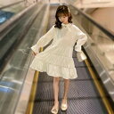 子ども服 ワンピース 女の子 新作 長袖ワンピ 蝶結び ホワイト 膝丈 春 夏 秋 普段着 通園 通学 韓国子供服 子供ワンピ カワイイ スウィート 110cm 120cm 130cm バレンタイン 2023 プレゼント(4)
