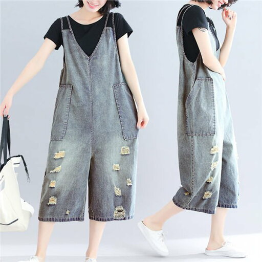 サロペットデニムパンツ レディース ダメージデニムパンツ 7分丈 クロップドパンツ ワイド ガウチョパンツ 夏 オーバーオール ゆったり バレンタイン 2023 プレゼント サロペットデニムパンツ レディース ダメージデニムパンツ 7分丈 クロップドパンツ ワイド ガウチョパンツ 夏 オーバーオール ゆったり バレンタイン 2023 プレゼント