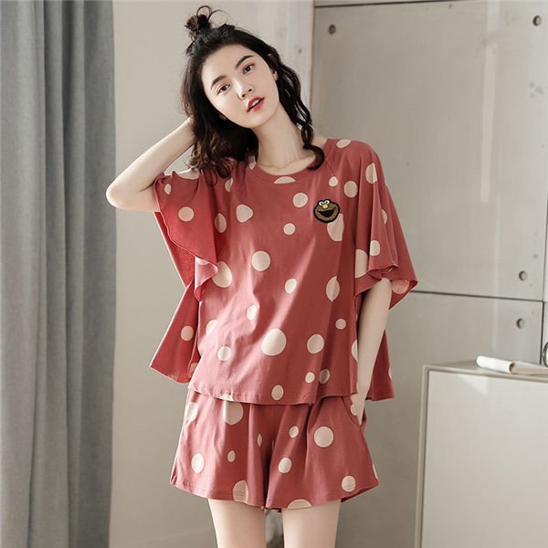 パジャマ ルームウェア レディース 春夏 半袖 パジャマ ルームウェア ドット柄 水玉 上下セット可愛い 韓国風 パジャマ オシャレ 女性 部屋着 寝巻き ゆったり バレンタイン 2023 プレゼント