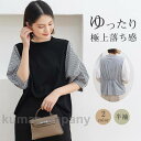 ブラウス 半袖 レディース シャツ トップス 切替 スプライシング 重ね着 流行り ストライプ 春夏 Tシャツ チュニック ふわっと(4)