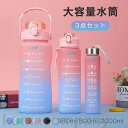 水筒 大容量 3点セット レディース メンズ 380ml 800ml 2000ml 直飲み 配色切り替え ボトル スポーツ 携帯便利 ワンタッチ