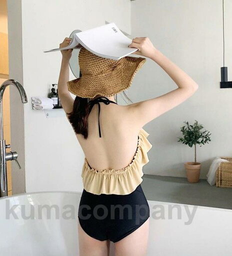 ワンピース水着 バックオープン ホルターネック フリル レディース 水着 女性 体型カバー ワンピース 大きいサイズ 韓国 黒 背中見せ おしゃれ 大人可愛い 20代 30代 ワンピース水着 バックオープン ホルターネック フリル レディース 水着 女性 体型カバー ワンピース 大きいサイズ 韓国 黒 背中見せ おしゃれ 大人可愛い 20代 30代