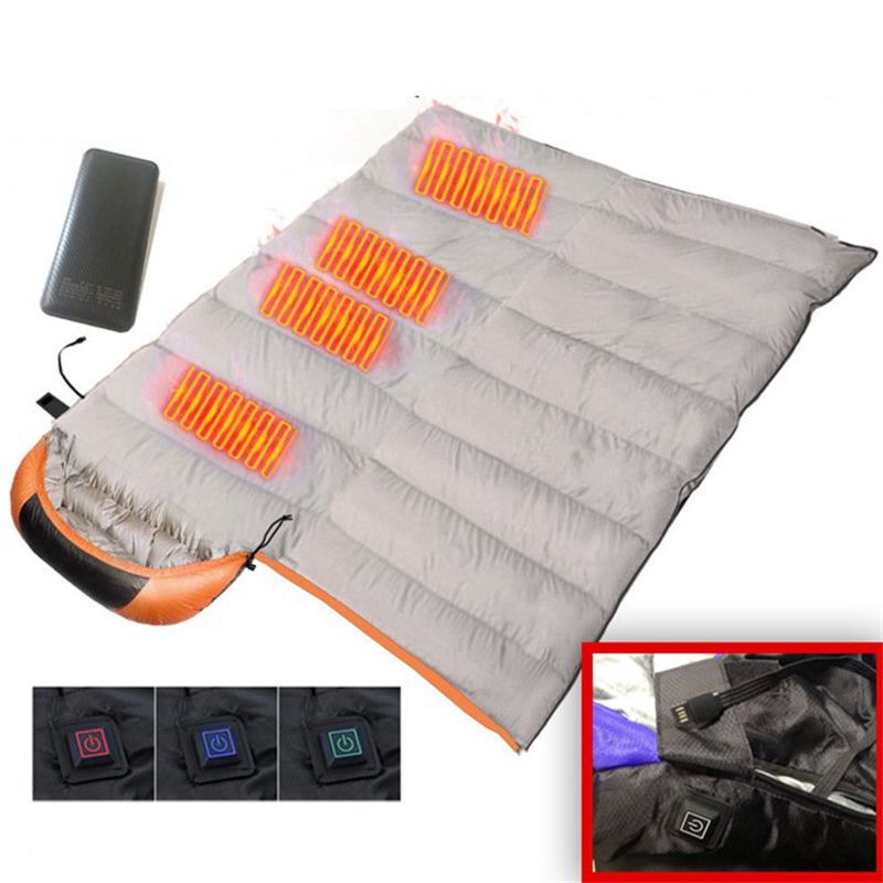 電熱寝袋 封筒型 発熱パッド 電熱マット ホットマット シュラフ用 電熱パッド 電気カーペット USB給電 ..