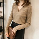 リブニット Vネック レディース ニット 大きいサイズ 3L 4L セクシー トップス 長袖 秋冬 無地 黒 ブラック シンプル きれいめ オフィス 通勤服 デ...