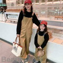新生活 親子 ペアルック セットアップ サロペット 親子コーデ 秋春着 親子ペア 長袖シャツ リンクコーデ 上下セット ペア長袖シャツ パンツ ズボン ワンピース ママ 子供 女の子 おそろい 親子セット 紅葉見 親子ルック こどもの日