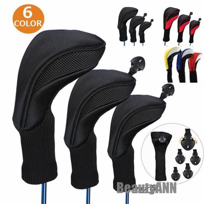 新生活 ゴルフ ヘッドカバー フェアウェイウッド ウッドカバー ドライバー ウッド FW用カバー 3点セット ダグ変換可能 小物 網 父の日 プレゼント ギフト