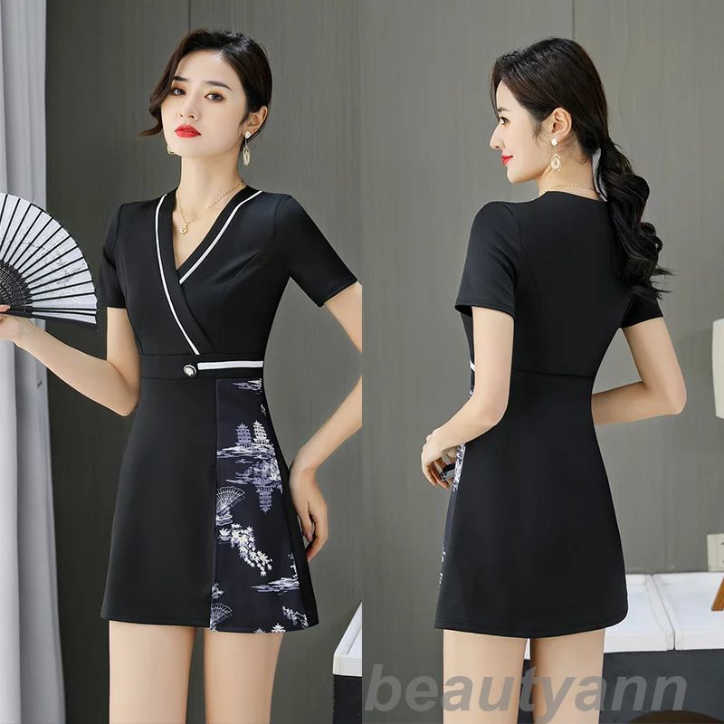 ユニフォーム エステ サロン通勤 レディース 女性 制服おしゃれ 半袖 ジャケットワンピース エステ ネイル 美容 サロン 制服 新しい足湯足湯技師の作業服セク...