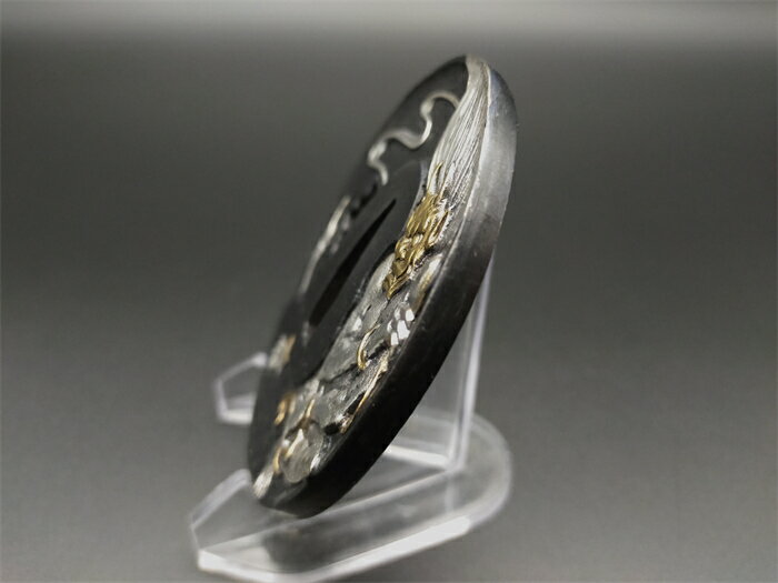 刀鍔　雷神の図　銅製　透かし　絵金銀　日本刀装具　刀の鍔　刀剣美術　武道具　ツバ 2