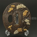 日本刀装具 松鷹の図 刀鍔 銅地 細工 絵金銀 鍔 刀の鍔 ツバ 鐔 刀鐔 刀剣美術 武道具(4)