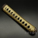 日本刀柄 刀柄 長約20CM 新品 木製柄 合成鮫皮 金色綿巻 合金製装具 居合用 刀剣美術 日本刀装具 武道具(4)