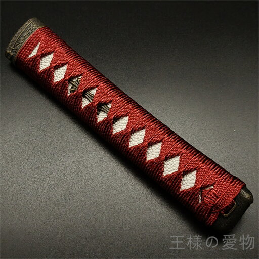 日本刀柄 刀柄 長約20CM 新品 木製柄 合成鮫皮 ワイン色綿巻 合金製装具 居合用 刀剣美術 日本刀装具 武道具 日本刀柄 刀柄 長約20CM 新品 木製柄 合成鮫皮 ワイン色綿巻 合金製装具 居合用 刀剣美術 日本刀装具 武道具