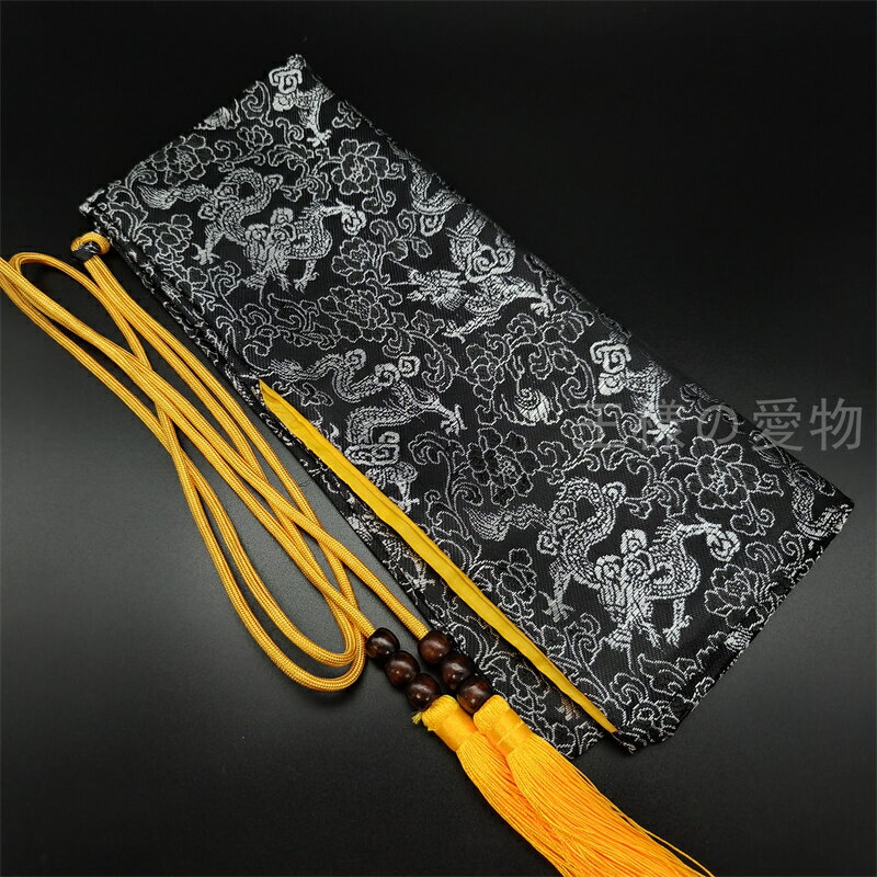 刀袋　剣袋　銀龍と牡丹図　黒色　日本刀装具　保存袋