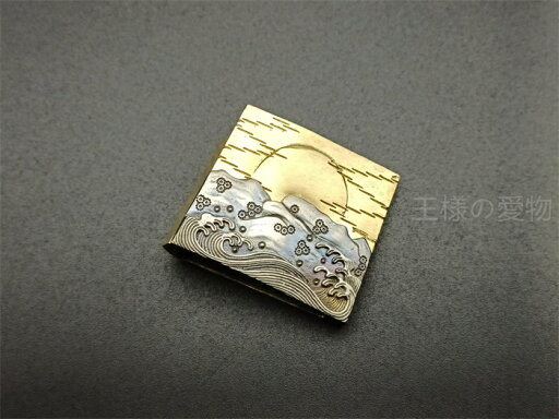 はばき 二重はばき 海上日の出の図 金工品 透 銅製 重さ34G 日本刀装具 刀剣美術 はばき 二重はばき 海上日の出の図 金工品 透 銅製 重さ34G 日本刀装具 刀剣美術