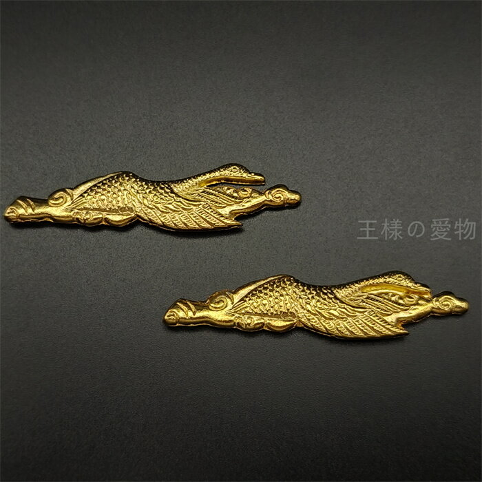 目貫　大雁の図　金色　合金製　現代作　日本刀装具