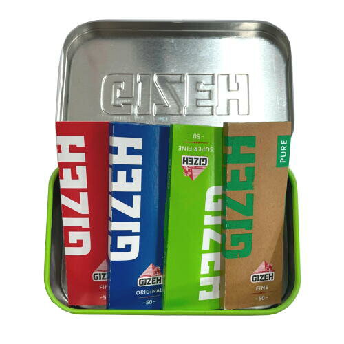 GIZEH ギゼ缶 シングルペーパー 50枚入り 4個セット オリジナル缶入り ブルー【メール便250円対応】