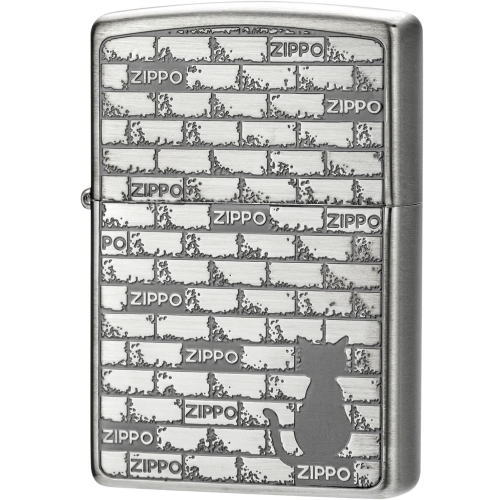 猫 ジッポ ジッポーライター zippo ブリックキャット ニッケル BRICK CAT 1201s819 ねこ ネコ