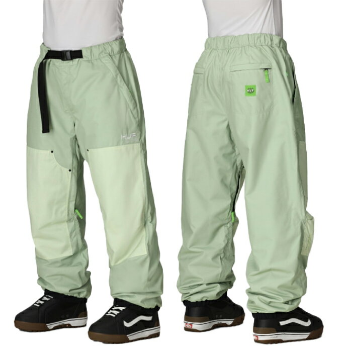即納★店頭受取OK★[日本正規品]【ラスト1点】25-26 スノーボード ウェア パンツ シックスエイトシックス ロクハチ 686 MENS HUF DOUBLE H SHELL PANT Huf Green Colorblock ハフ ダブル エイチ シェル スノボ スキー 2026 メンズ 国内正規品 2