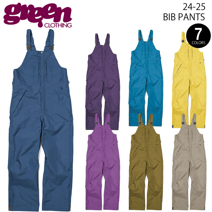 24-25 GREEN CLOTHING　BIB PANTS　グリーンクロージング ビブパンツ スノーボードウェア オーバーオール 2025 送料無料