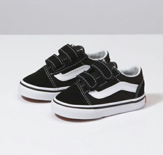 【 VANS　OLD SKOOL V (KIDS) BLACK　バンズ　オールドスクールV [USA企画] 】スニーカー　ベルクロ　マジックテープ 子供用