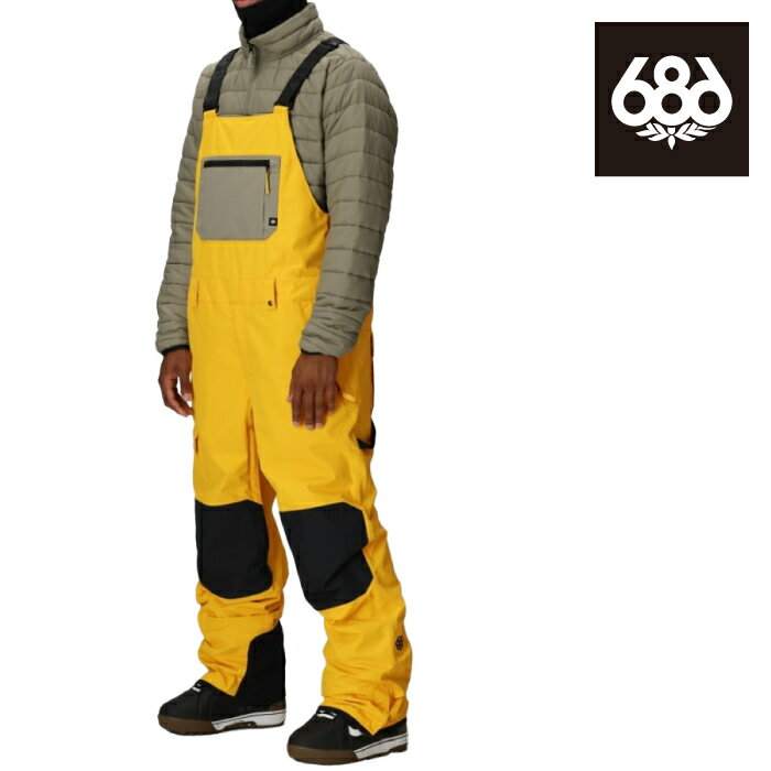 樂天商城 - 【店頭受取OK】日本正規品 スノーボード ウェア ビブパンツ シックスエイトシックス 686 MENS 20K HOT LAP SHELL BIB Yellow Gold Colorblock メンズ 25-26